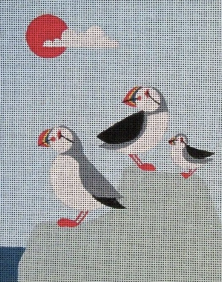 Puffins Canvas - KC Needlepoint