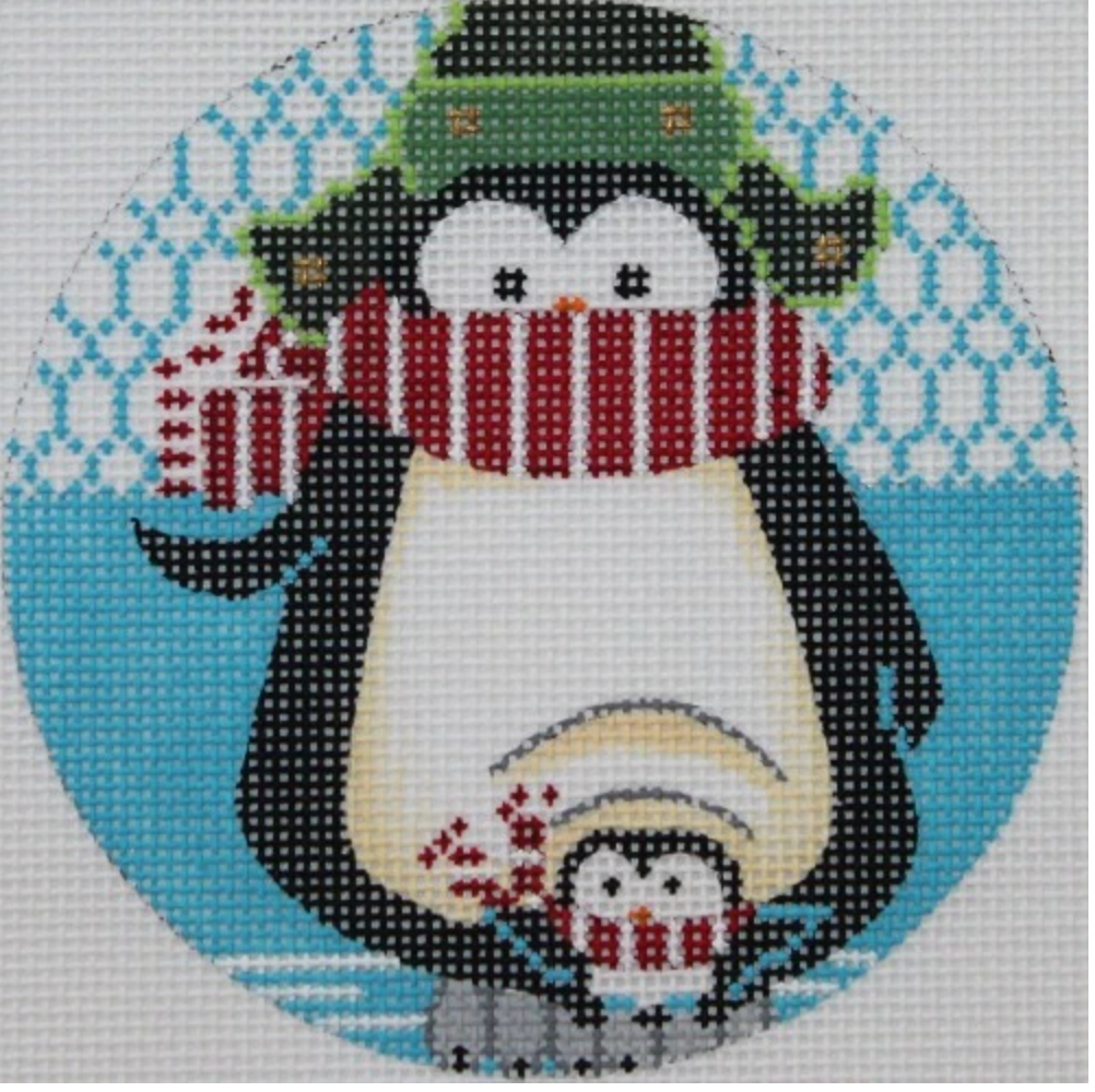 Penguin Mom and Chick Canvas - KC Needlepoint