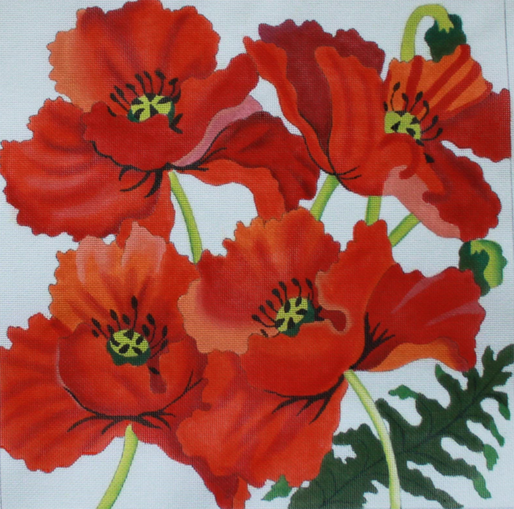 Poppies Revisited Canvas - KC Needlepoint
