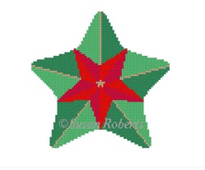 Red and Green Star Canvas - KC Needlepoint