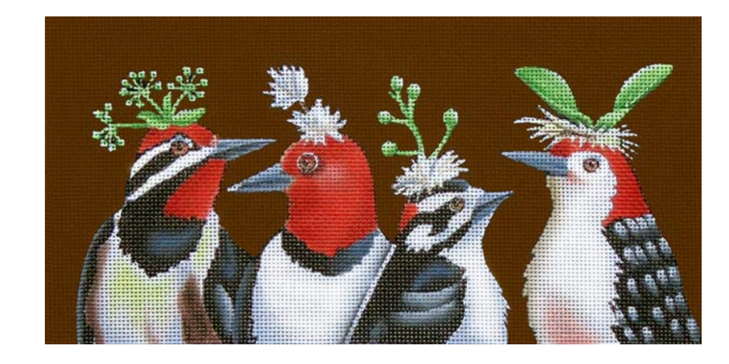 Woodpecker's Night Out Needlepoint Canvas - KC Needlepoint