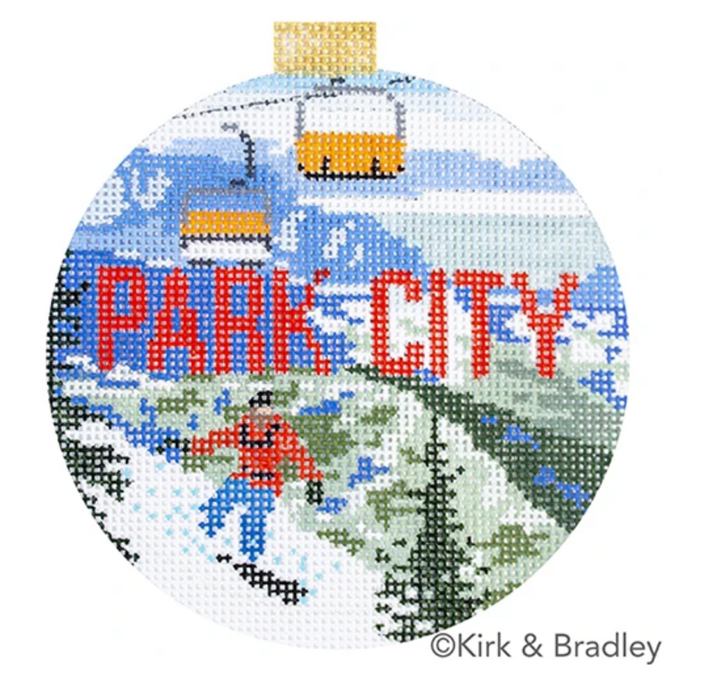 Park City Travel Round Needlepoint Canvas - KC Needlepoint