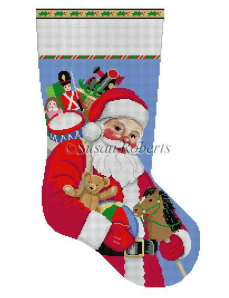 Santa Carrying Toys Stocking - KC Needlepoint
