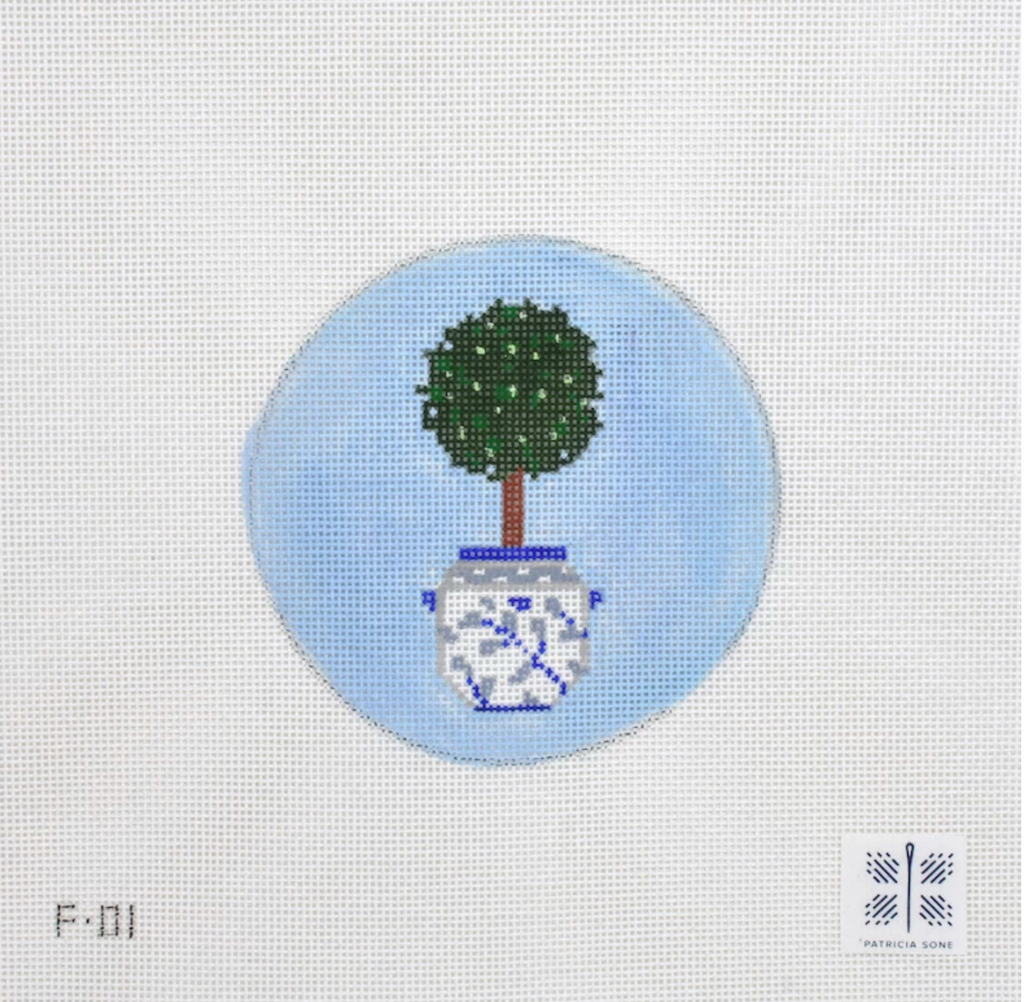 Spring Topiary Canvas - KC Needlepoint