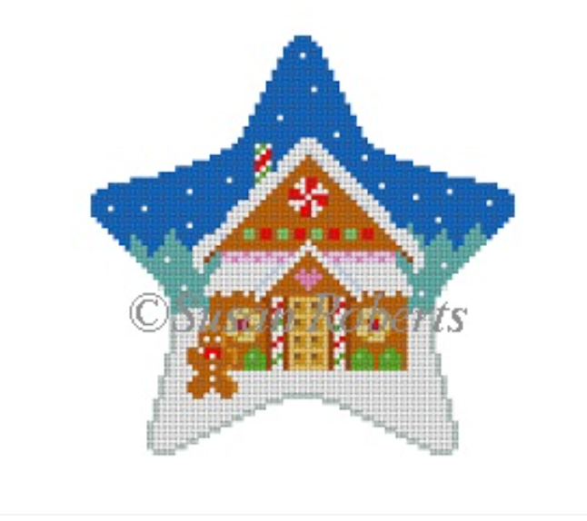 Gingerbread House Star Canvas - KC Needlepoint