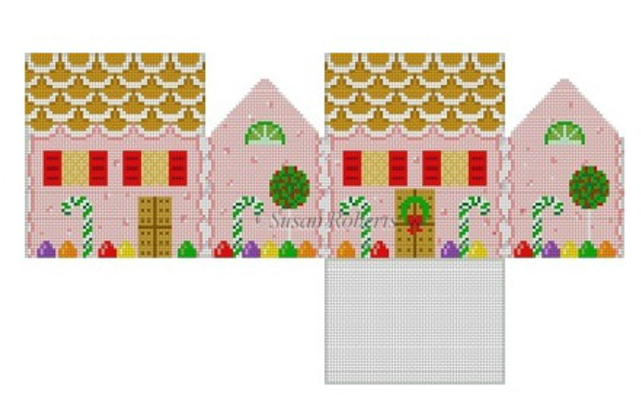 Pink Peppermint and Candy Canes House Canvas - KC Needlepoint