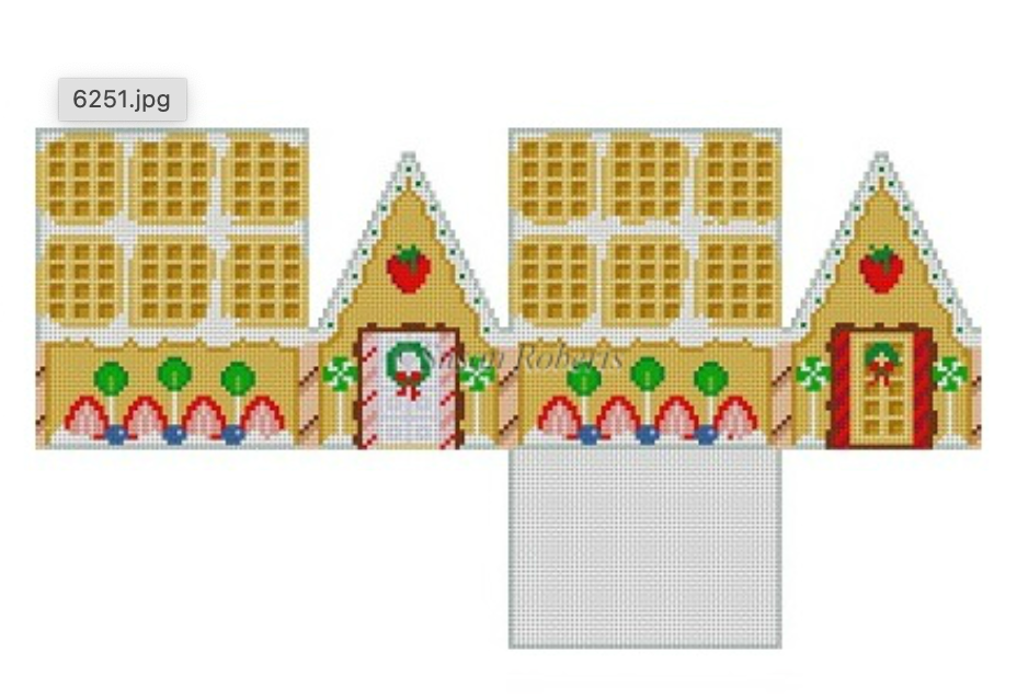 Strawberry and Waffles Gingerbread House Canvas - KC Needlepoint