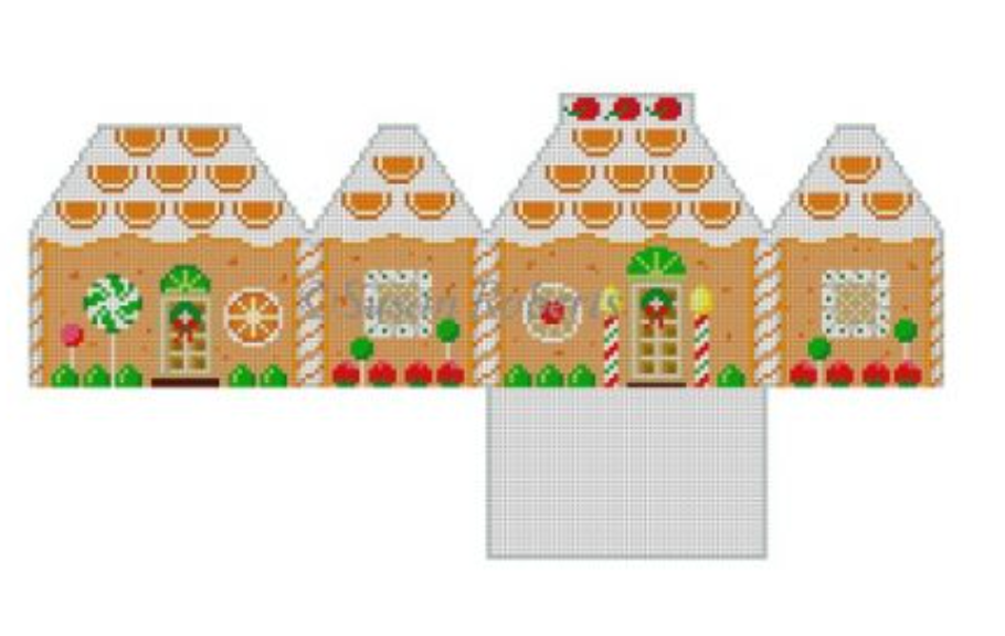 Orange Dreamsicle Gingerbread House Canvas - KC Needlepoint