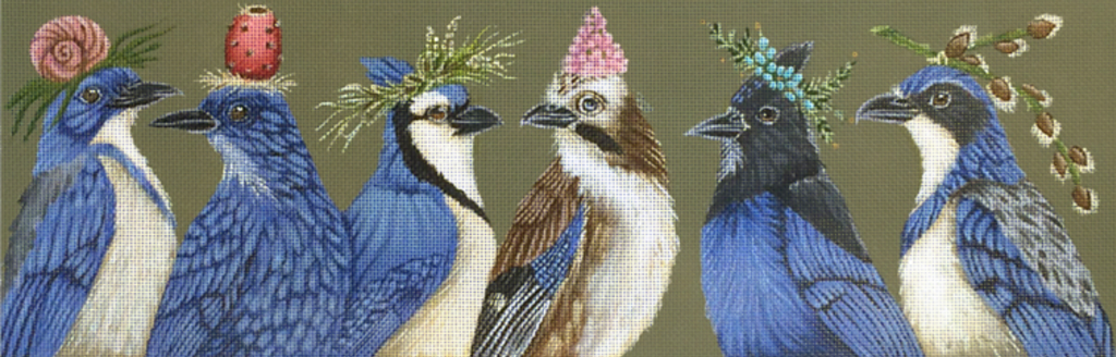 Blue Jays and Cousins Needlepoint Canvas - KC Needlepoint
