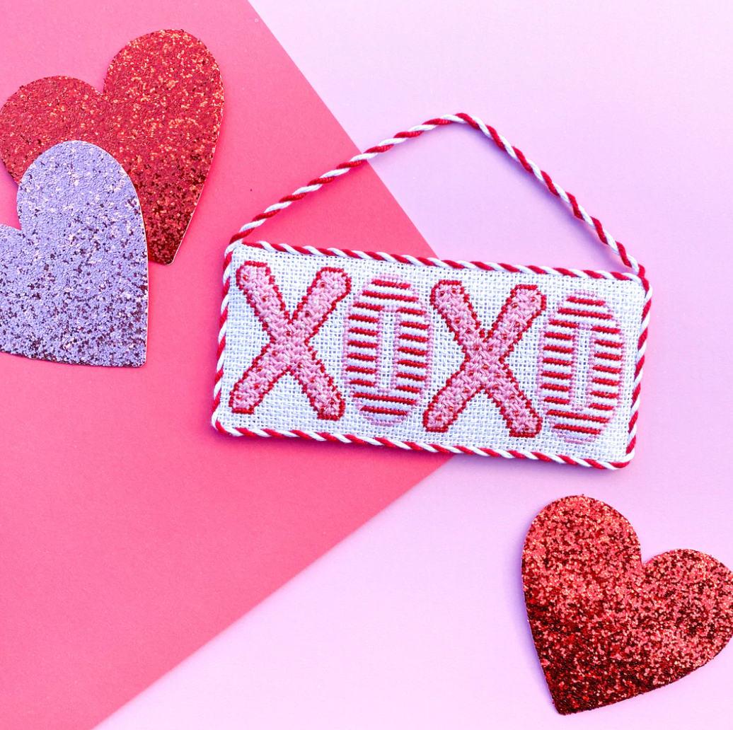 Hugs and Kisses Ornament Canvas - KC Needlepoint