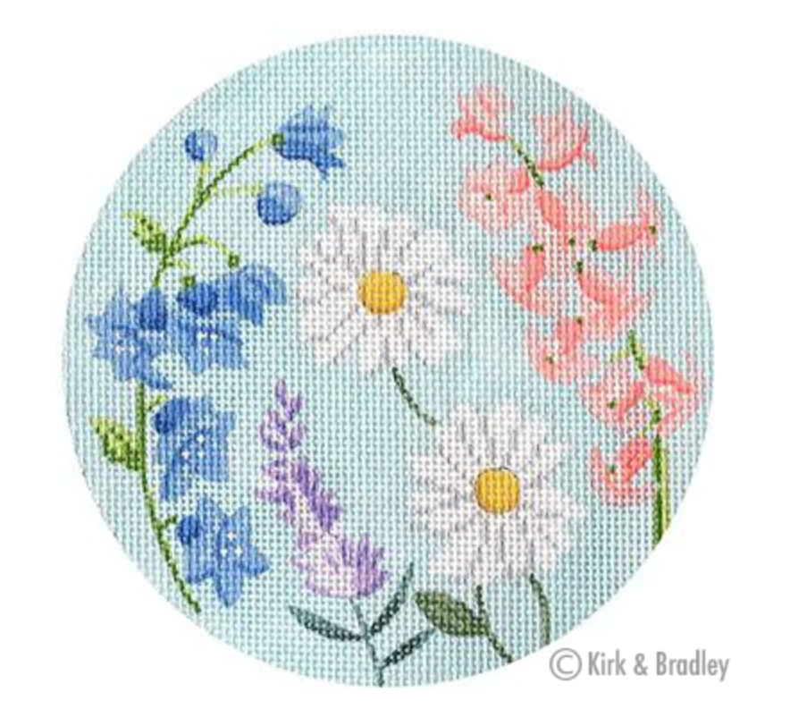 English Garden Round Needlepoint Canvas - KC Needlepoint