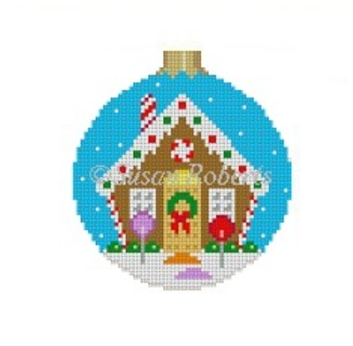 Gingerbread House Round Canvas - KC Needlepoint