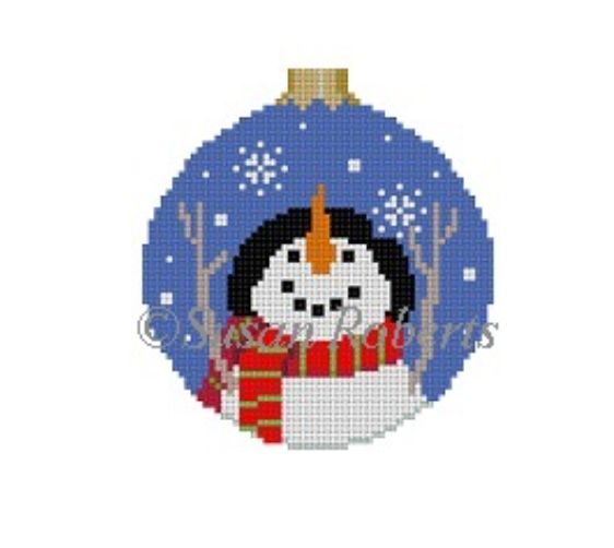 Let It Snow Round Ornament Canvas - KC Needlepoint