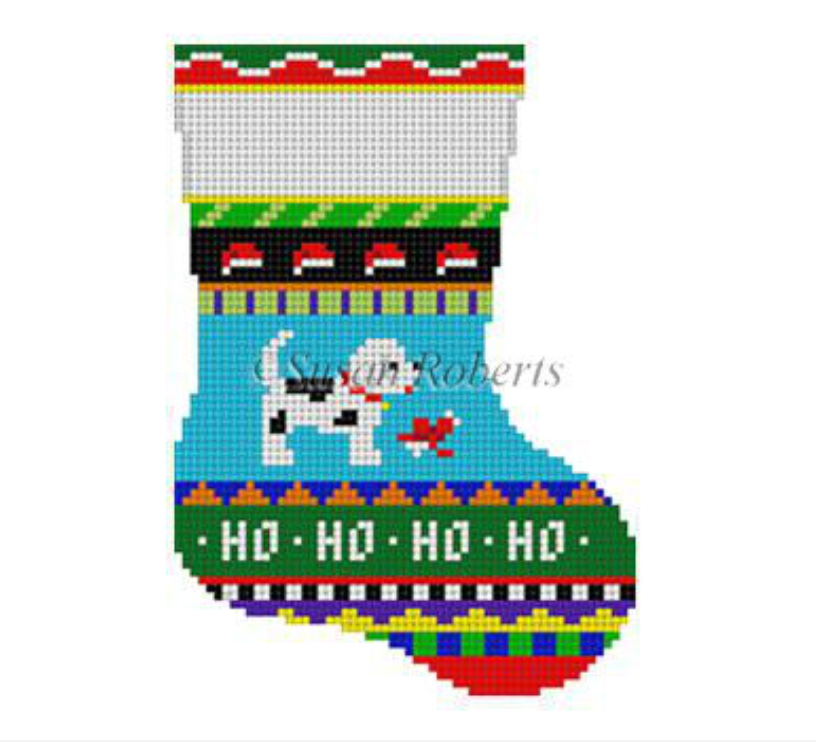 Bold Stripe Puppy Mini Stocking Canvas - KC Needlepoint