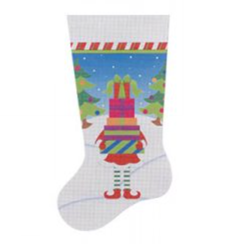 Elf with Packages Stocking Canvas - KC Needlepoint