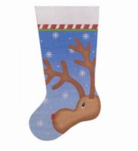Peeking Reindeer Stocking Canvas - KC Needlepoint