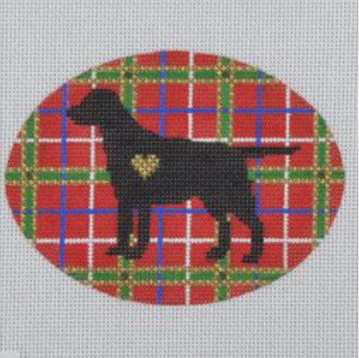 Plaid Labrador Silhouette Canvas - KC Needlepoint