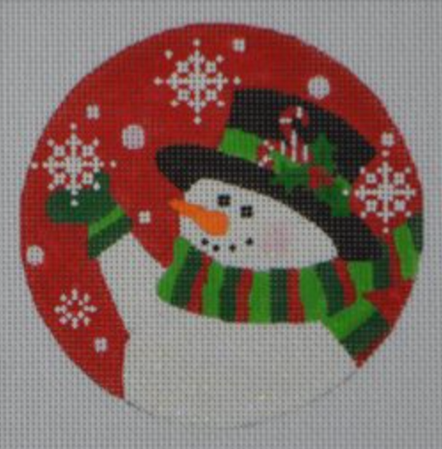 Candy Cane Snowman Ornament Canvas - KC Needlepoint