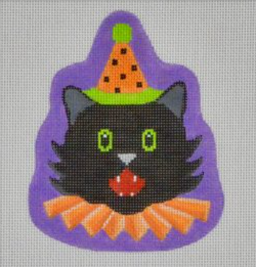 Fancy Black Cat Canvas - KC Needlepoint