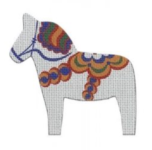 White Dala Horse Canvas - KC Needlepoint