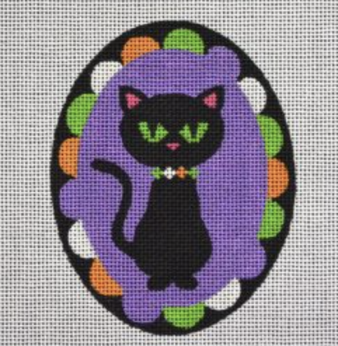Black Cat Ornament Canvas - KC Needlepoint