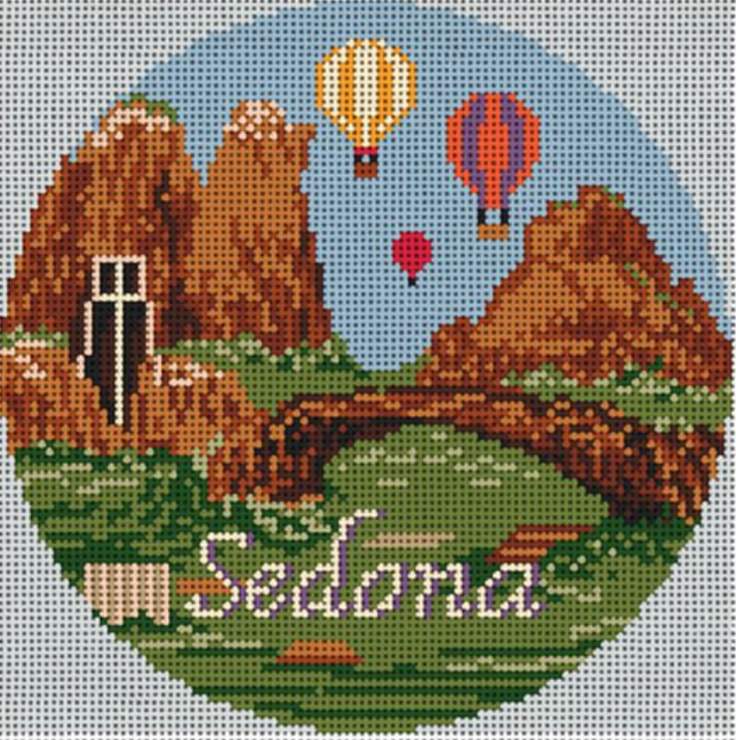 Sedona Travel Round Canvas - KC Needlepoint