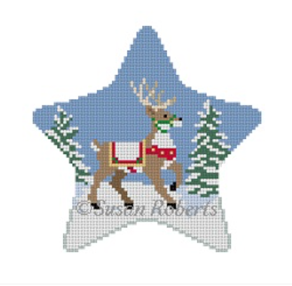 Reindeer Star Canvas - KC Needlepoint
