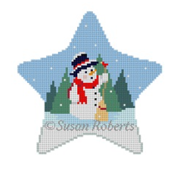 Snowman's Visitor Star Canvas - KC Needlepoint