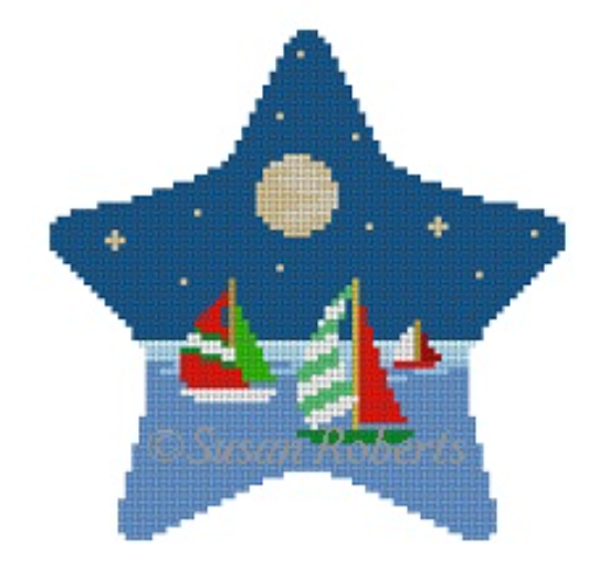 Moonlit Sail Star Canvas - KC Needlepoint