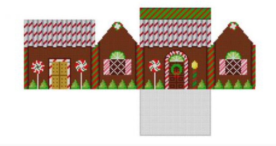 Chocolate and Peppermint Sticks House Canvas - KC Needlepoint