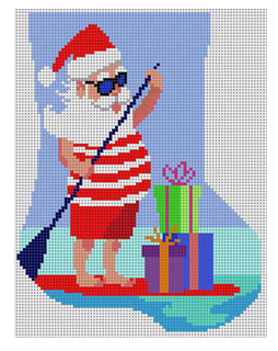 Beach Santa Mini Sock Canvas - KC Needlepoint