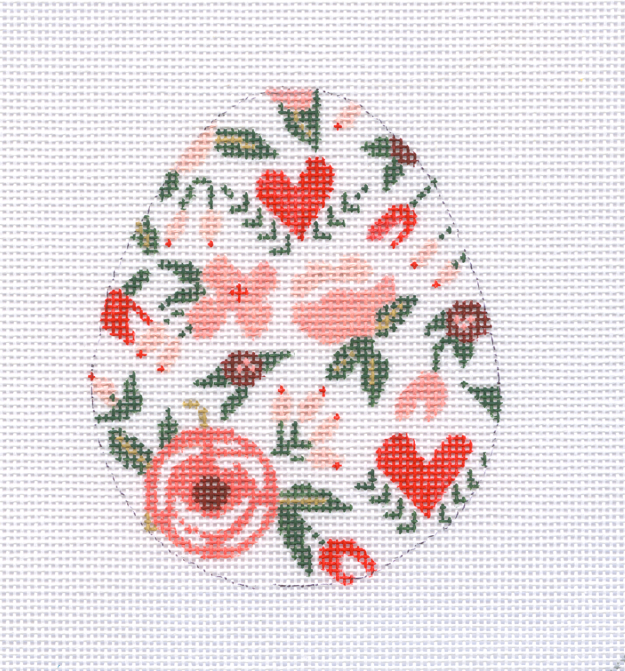 Pink Floral Egg Canvas - KC Needlepoint