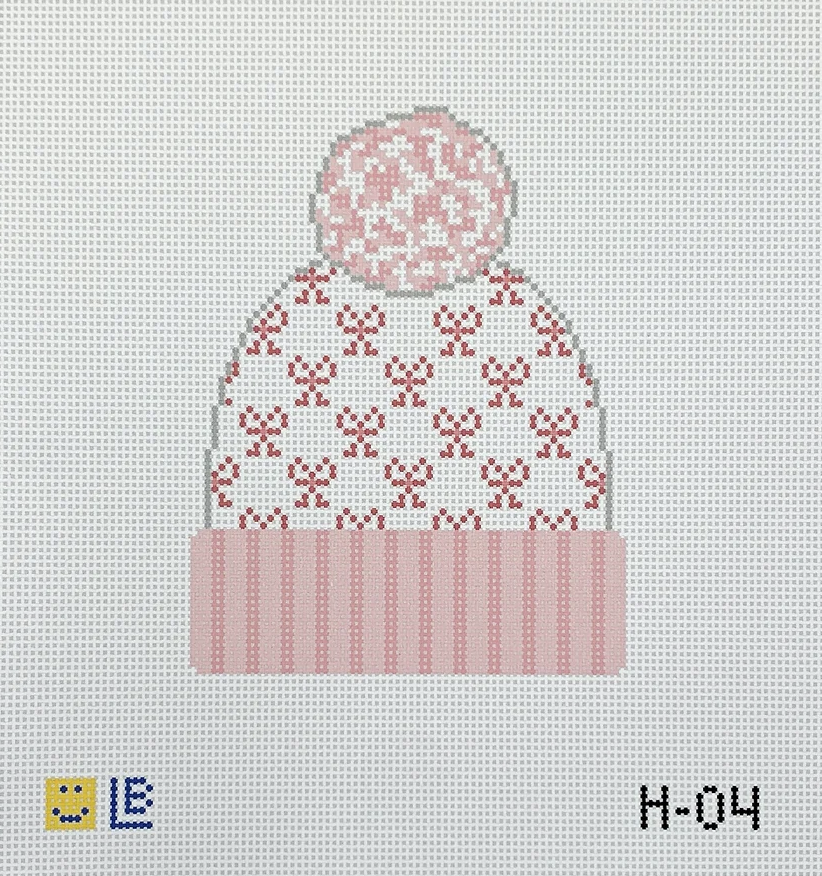 Beanie with Pink Bows Canvas - KC Needlepoint