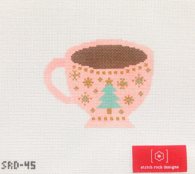 Pink Coffee Mug Canvas - KC Needlepoint