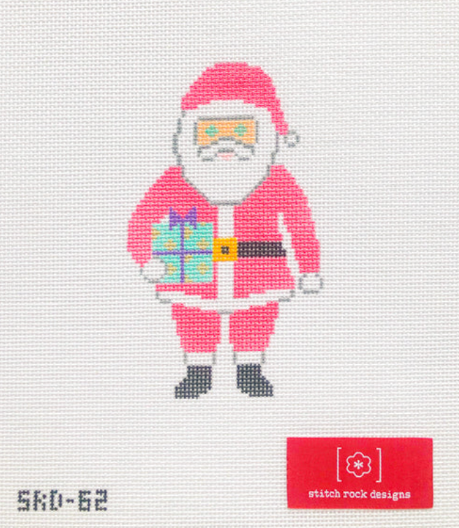 Santa with Present Canvas - KC Needlepoint