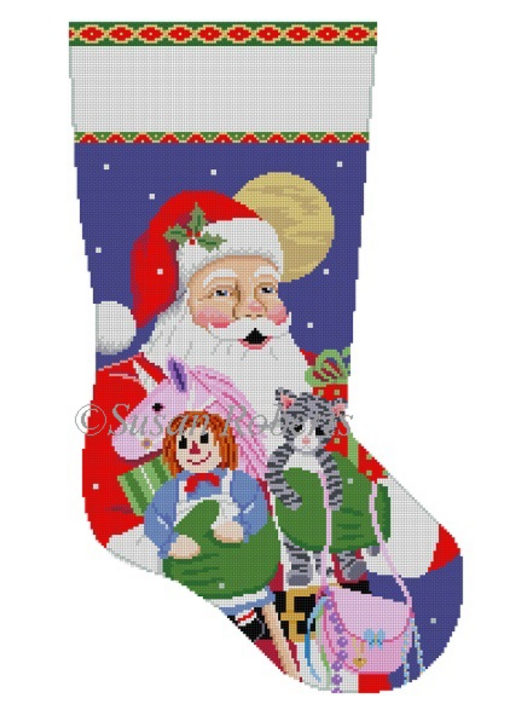 Santa, Unicorn, Doll Stocking Canvas - KC Needlepoint