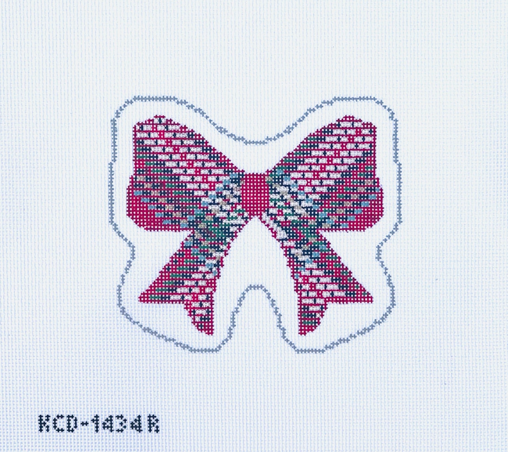 Red Plaid Bow Canvas - KC Needlepoint