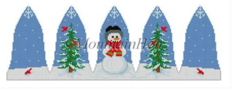 Snowman and Birds 3D Bell Canvas - KC Needlepoint