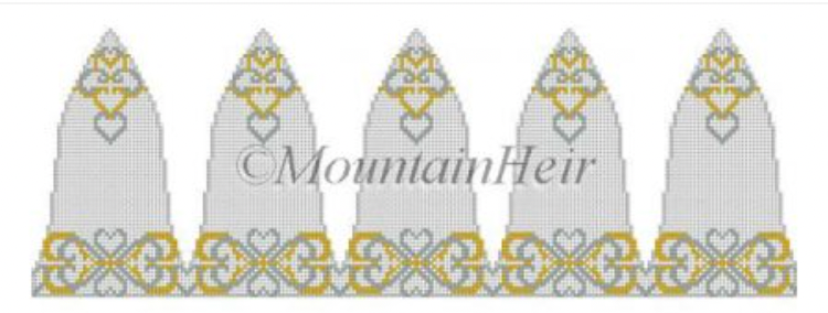Wedding Silver and Gold Hearts 3D Bell Canvas - KC Needlepoint
