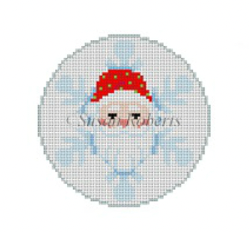 Santa Face Snowflake Round Canvas - KC Needlepoint