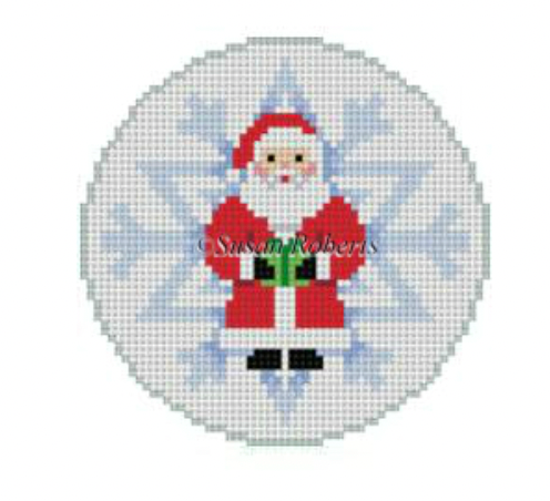Santa Snowflake Round Canvas - KC Needlepoint