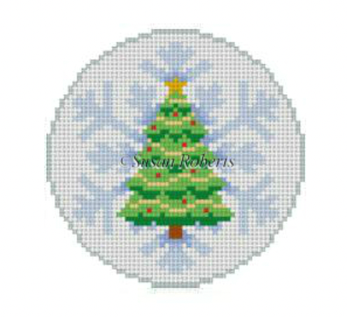 Christmas Tree Snowflake Round Canvas - KC Needlepoint