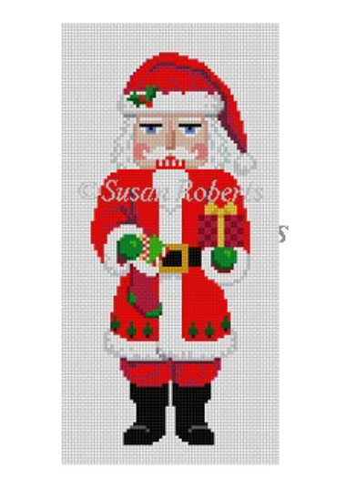 Santa with Sock Nutcracker Canvas - KC Needlepoint