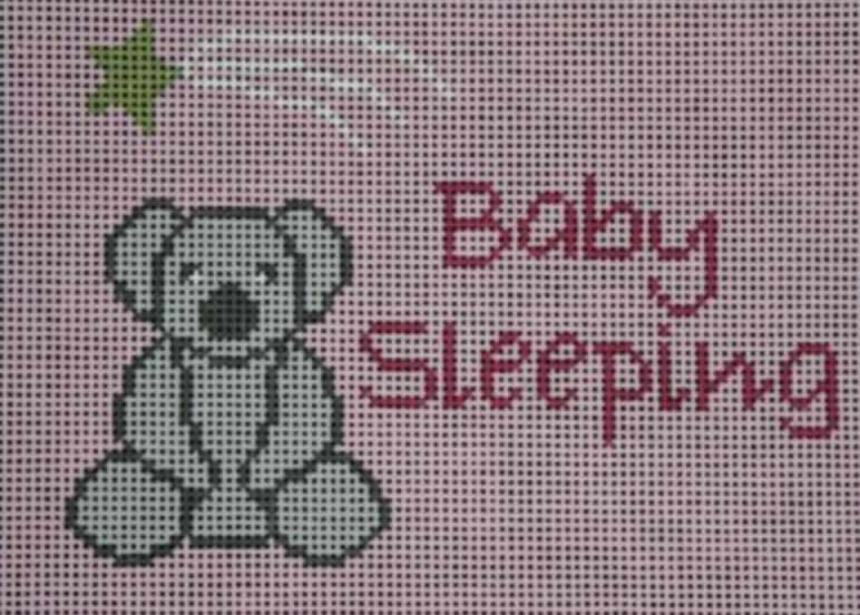 Pink Bear Baby Sleeping Canvas - KC Needlepoint