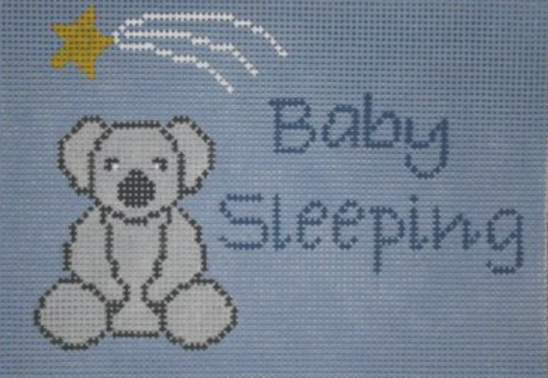 Blue Bear Baby Sleeping Canvas - KC Needlepoint