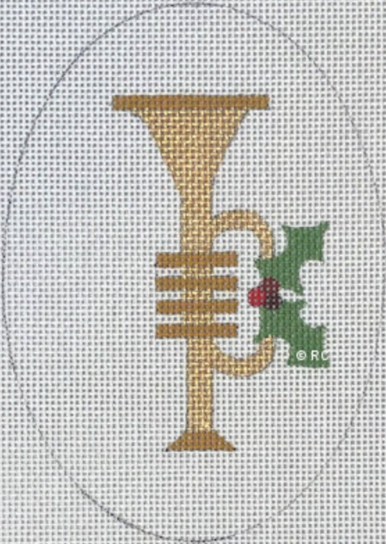 Trumpet Oval Canvas - KC Needlepoint