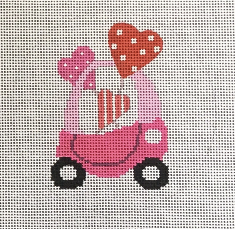 Valentine's Little Tykes Car Canvas - KC Needlepoint