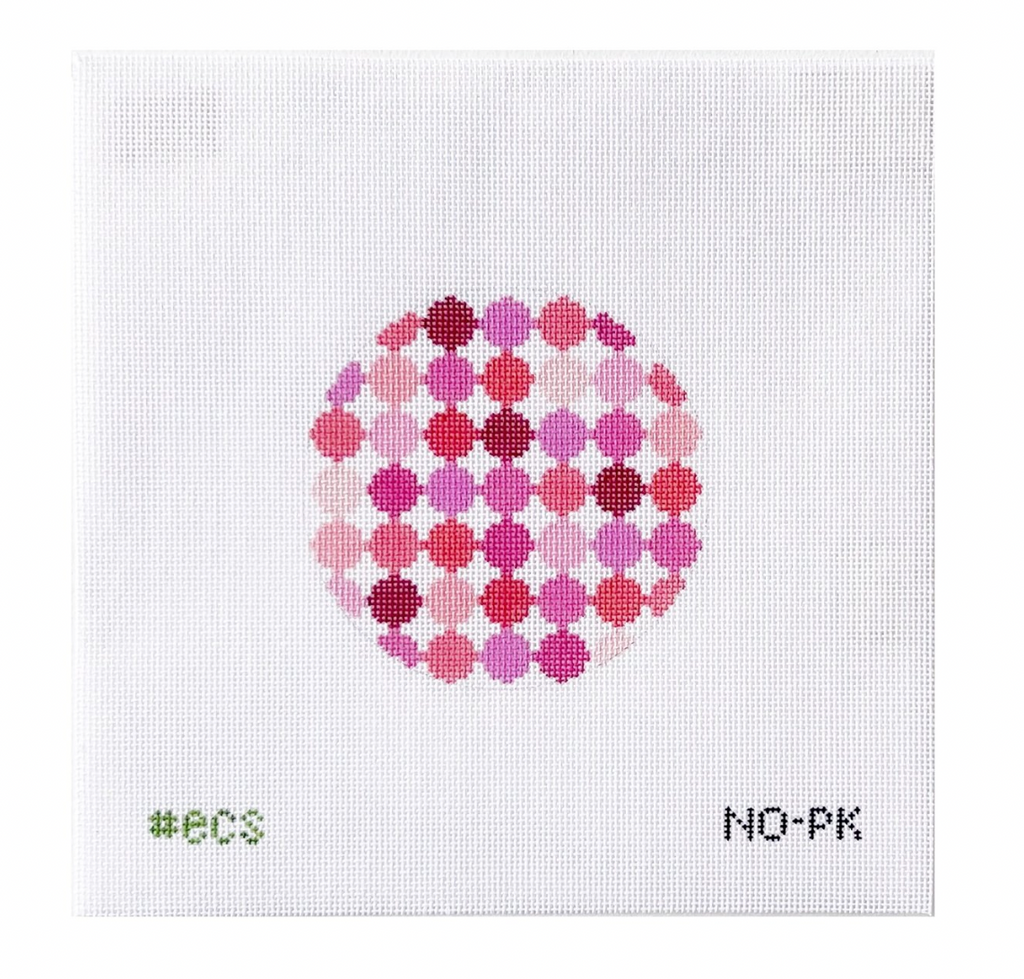 Round Pink Sampler Canvas - KC Needlepoint