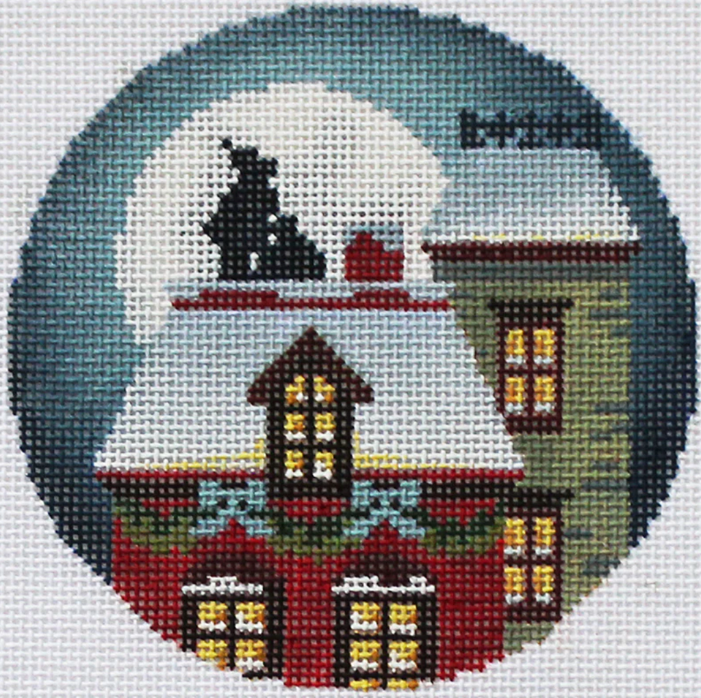 Christmas Eve Town Ornament 3 Canvas - KC Needlepoint