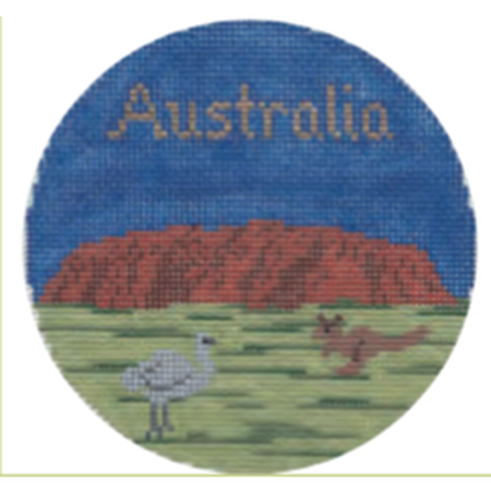 Australia 4" Travel Round Needlepoint Canvas - KC Needlepoint
